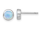 Lab-Created Blue Opal 3mm Solitaire Stud Earrings in Sterling Silver