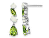 2.45 Carat (ctw) Opal and Peridot Dangle Drop Earrings in 14K White Gold