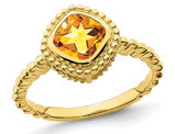 10K Yellow Gold 7/8 Carat (ctw) Cushion Cut Citrine Ring