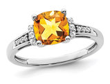 1.80 Carat (ctw) Citrine Ring in 14K White Gold with Diamonds