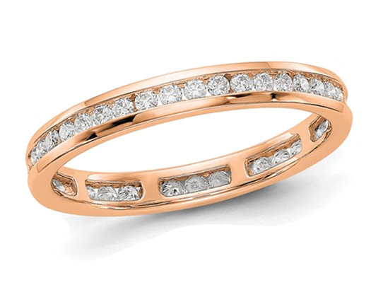1/2 Carat (ctw H-I, I1-I2) Diamond Eternity Wedding Band Ring in 14K Rose Pink Gold