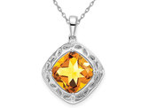 4.25 Carat (ctw) Citrine Drop Pendant Necklace in Sterling Silver with Chain