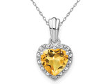 1.40 Carat (ctw) Citrine Heart Pendant Necklace in Sterling Silver with Chain