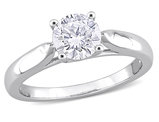 1.00 Carat (ctw) Lab Created Solitaire Moissanite Engagement Ring in Sterling Silver