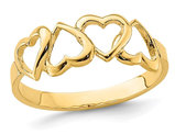 14K Yellow Gold High Polished Heart Promise Ring (SIZE 7)