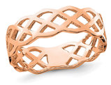 14K Rose Pink Gold Polished Weave Ring Band