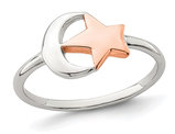 Sterling Silver Moon And Star Ring