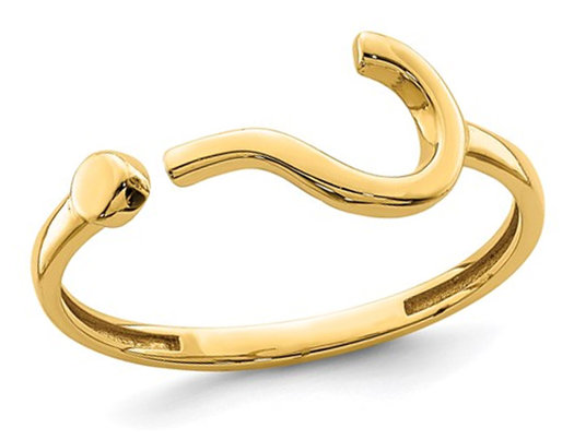 14K Yellow Gold Question Mark Charm Ring