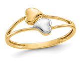 14K Yellow and White Gold Double Heart Promise Ring