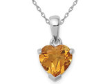 1.45 Carat (ctw) Citrine Heart Pendant Necklace in Sterling Silver with Chain
