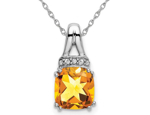 1.25 Carat (ctw) Drop Citrine Pendant Necklace in 14K White Gold with Chain