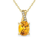 7/10 Carat (ctw) Oval Drop Citrine Pendant Necklace in 10K Yellow Gold with Chain