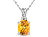 1.25 Carat (ctw) Oval Drop Citrine Pendant Necklace in 14K White Gold with Chain