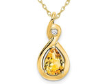 1.40 Carat (ctw) Citrine Drop Pendant Necklace in 14K Yellow Gold with Chain
