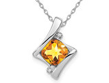 1.25 Carat (ctw) Solitaire Citrine Pendant Necklace in 14K White Gold  with Chain