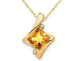 1.25 Carat (ctw) Cushion-Cut Citrine Pendant Necklace in 14K Yellow Gold with Chain