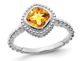 7/8 Carat (ctw) Cushion-Cut Citrine Ring  in 14K White Gold 