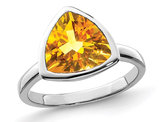 2.60 Carat (ctw) Trillion-Cut Citrine Ring in Sterling Silver