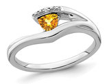 1/4 Carat (ctw) Solitaire Trillion Citrine Ring in 14K White Gold
