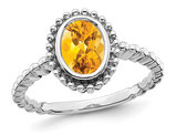 14K White Gold 1.00 Carat (ctw) Bezel-Set Citrine Ring