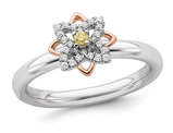 1/20 Carat (ctw) Citrine Flower Ring in Sterling Silver wirh Rose Plating
