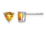 1.00 Carat (ctw) Trillion-Cut Citrine Solitaire Post Earrings in 14K White Gold