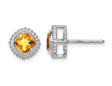 1.00 Carat (ctw) Cushion-Cut Citrine Button Post Earrings in 14K White Gold