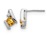 3/5 Carat (ctw) Citrine Cushion-Cut Post Earrings in Sterling Silver