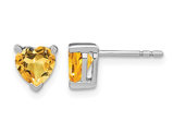 1.50 Carat (ctw) Heart Citrine Solitaire Post Earrings in 14K White Gold