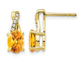 1.50 Carat (ctw) Oval Citrine Drop Post Earrings in 10K Yellow Gold