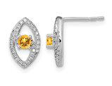 1/5 Carat (ctw) Citrine Drop Earrings in 14K White Gold with Diamonds