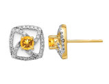 3/10 Carat (ctw) Citrine Earrings in 14K Yellow Gold with Diamonds 1/5 carat (ctw)