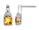 2.50 Carat (ctw) Cushion Cut Citrine Drop Post Earrings in 10K White Gold