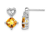 2.50 Carat (ctw) Natural Citrine Heart Drop Earrings in 14K White Gold