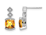 2.35 Carat (ctw) Cushion Cut Citrine Drop Post Earrings in 14K White Gold