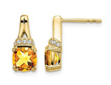 2.50 Carat (ctw) Cushion Cut Citrine Drop Post Earrings in 10K Yellow Gold