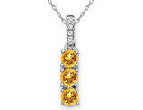 9/10 Carat (ctw) Citrine Stick Pendant Necklace in 14K White Gold with Chain 