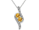 1/2 Carat (ctw) Citrine Pendant Necklace in 14K White Gold with Chain 