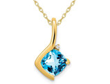 2.00 Carat (ctw) Blue Topaz Pendant Necklace in 14K Yellow Gold With Chain