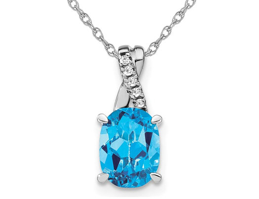 1.25 Carat (ctw) Blue Topaz Drop Pendant Necklace in 14K White Gold With Chain