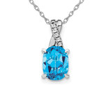 1.25 Carat (ctw) Blue Topaz Drop Pendant Necklace in 14K White Gold With Chain