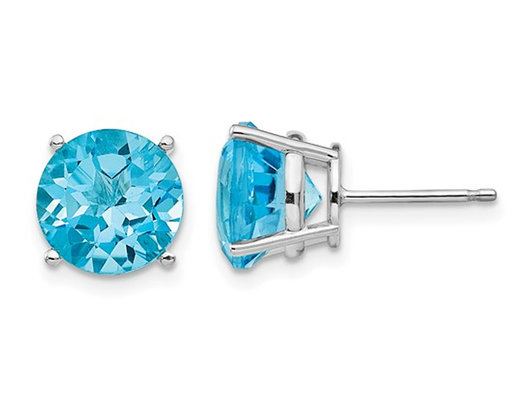 7.20 Carat (ctw) Natural Blue Topaz Solitaire Earrings in 14K White Gold