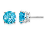 7.20 Carat (ctw) Natural Blue Topaz Solitaire Earrings in 14K White Gold