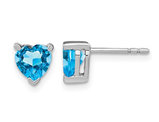 1.50 Carat (ctw) Blue Topaz Heart Stud Earrings in 14K White Gold