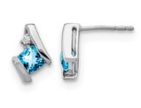 3/5 Carat (ctw) Blue Topaz Stud Earrings in 10K White Gold