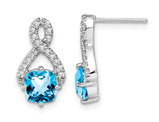 2.50 Carat (ctw) Blue Topaz and Diamonds Infinity Earrings in 14K White Gold