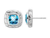 4.00 Carat (ctw) Blue Topaz Button Earrings in Sterling Silver