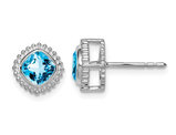 1.40 Carat (ctw) Blue Topaz Button Earrings in 14K White Gold