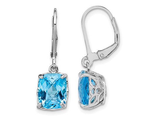 6.80 Carat (ctw) Blue Topaz Dangle Earrings in Sterling Silver