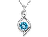 1.00 Carat (ctw) Blue Topaz Infinity Drop Pendant Necklace in 14K White Gold With Chain